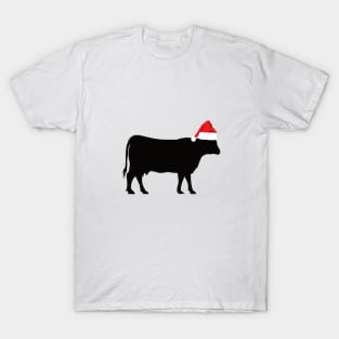 Cow Reindeer Hat Santa Christmas Lights T-Shirt